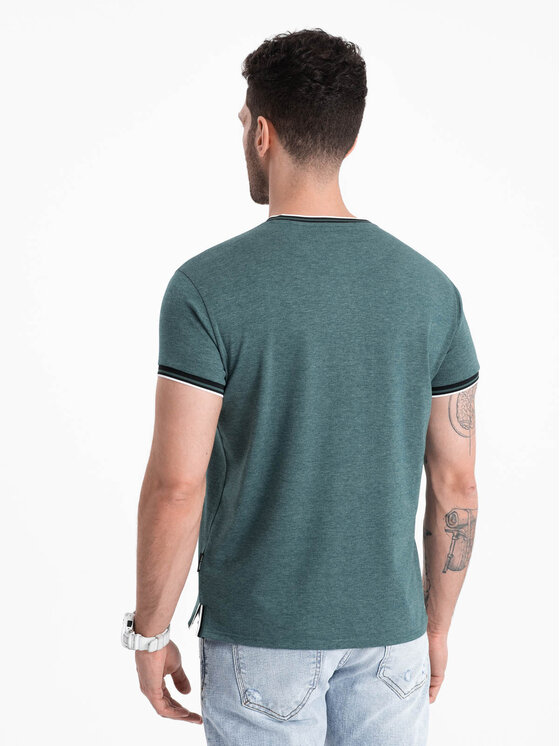 Ombre Ombre T-Shirt OM-TSCT-0175 Zelená Casual Fit