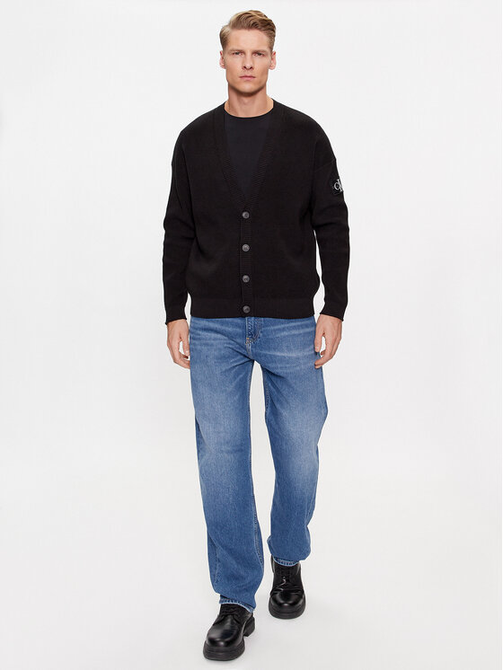 Calvin Klein Jeans Calvin Klein Jeans Kardigan Badge Skater J30J324327 Czarny Relaxed Fit