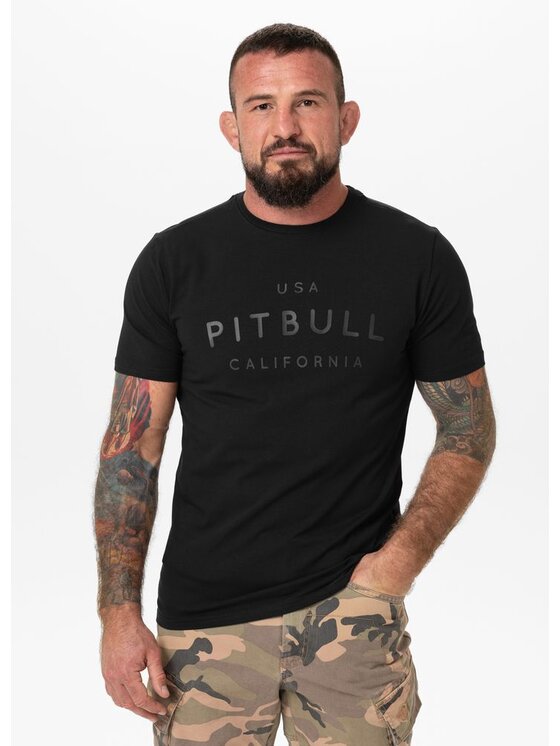 PITBULL PITBULL T-Shirt Koszulka męska Slim Fit USA CAL 3XL Czarny Regular Fit