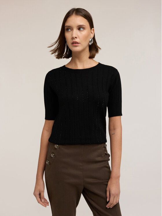 Motivi Motivi T-shirt M443W003541N033 Nero Regular Fit