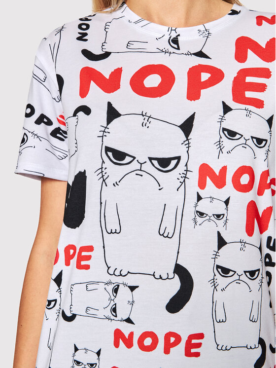Mr. GUGU & Miss GO Mr. GUGU & Miss GO T-shirt Unisex Grumpy Nope Bijela Regular Fit