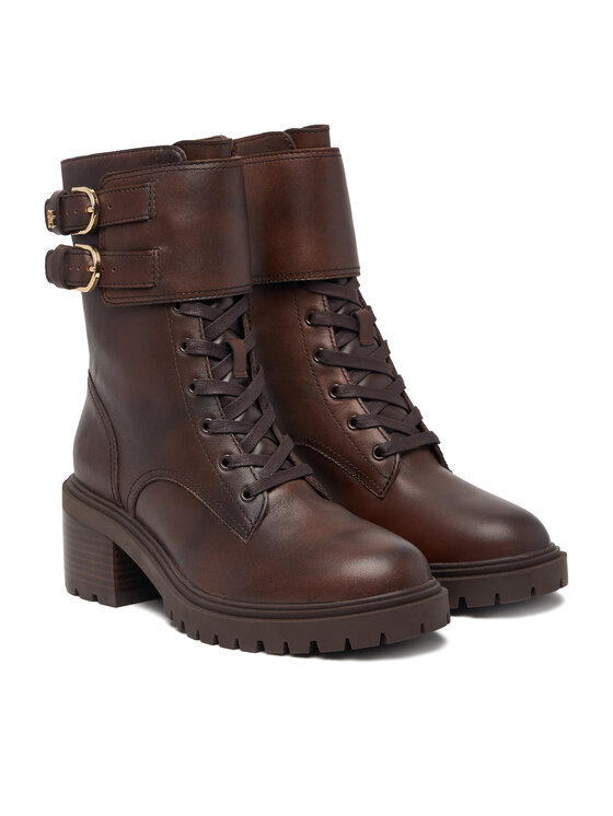 Tommy Hilfiger Tommy Hilfiger Зимни обувки Block Heel Buckled Lace-Up Boot FW0FW09578 Кафяв