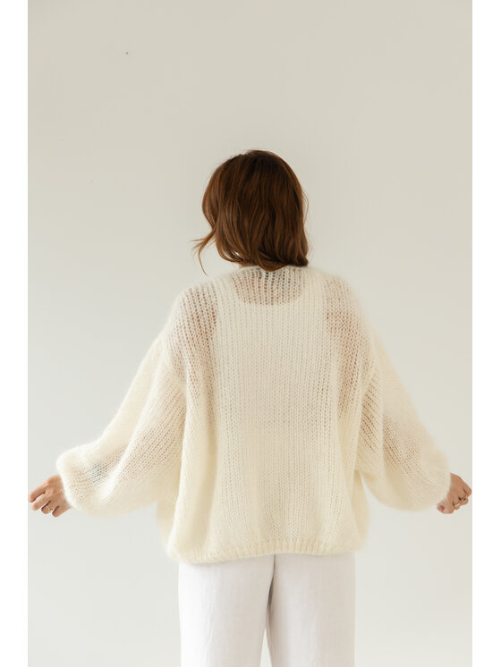 Fobya Fobya Kardigan F3038 Kremowy Basic Fit