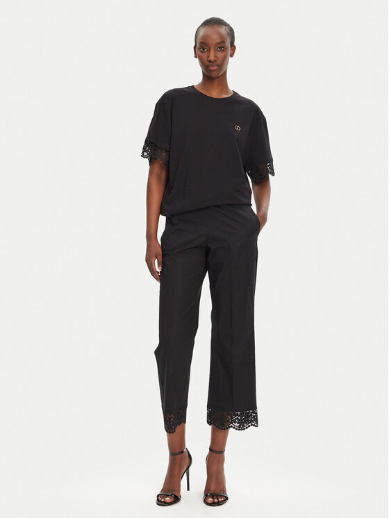 TWINSET TWINSET Штани з тканини 251TT2094 Чорний Straight Fit