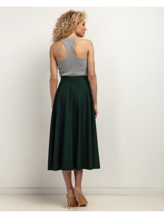 Tessita Tessita Spódnica midi SPÓDNICA_T440 _10_XL Zielony ciemny Flared Fit