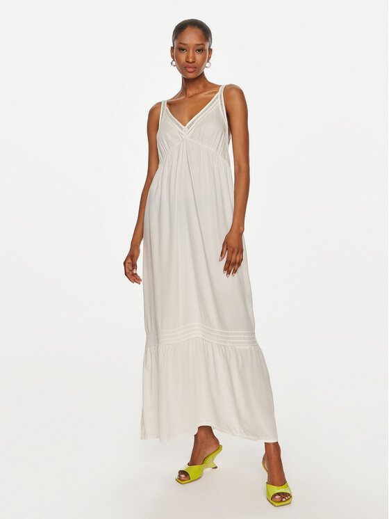 United Colors Of Benetton Robe d ete 4RMM5V01T Ecru Regular Fit Modivo
