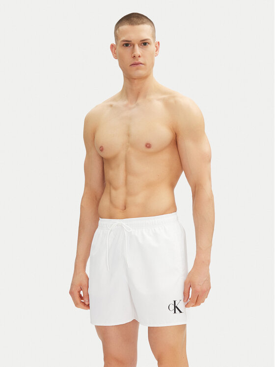 Calvin Klein Swimwear Calvin Klein Swimwear Pantaloncini da bagno KM0KM01101 Bianco Regular Fit