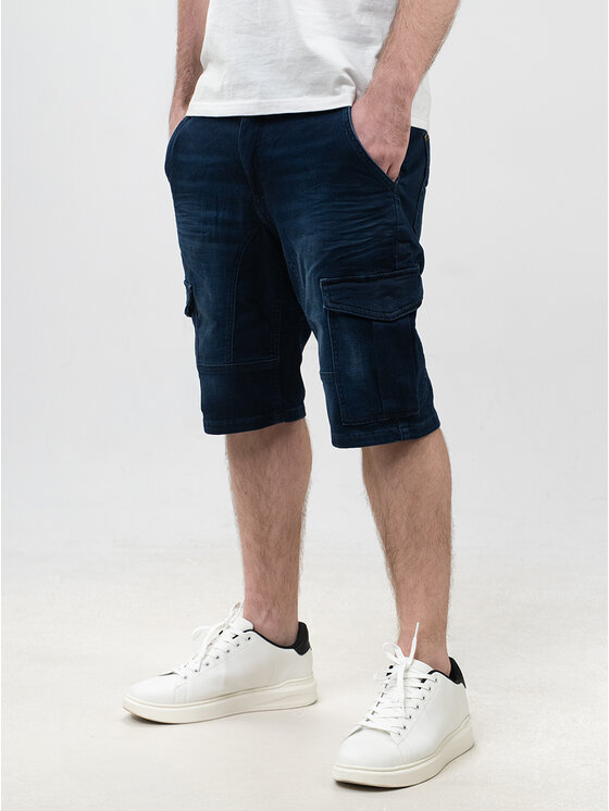 MyStars MyStars Szorty jeansowe Krótkie Spodenki Jeansowe Bojówki Męskie Granatowe MyStars Mustache Cargo 31 Granatowy Regular Fit