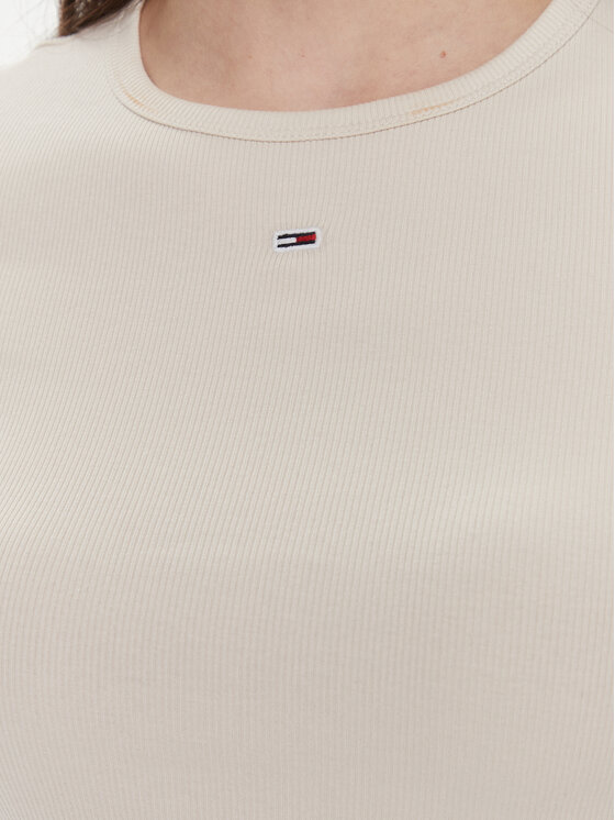 Tommy Jeans Tommy Jeans T-Shirt Essential DW0DW17383 Beżowy Slim Fit