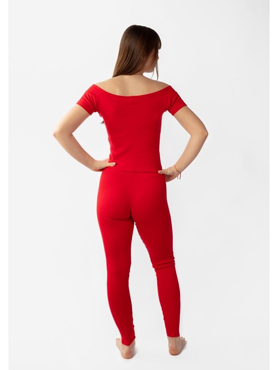 DKaren Sport DKaren Sport Komplet bluzka i spodnie Bayo Czerwony Slim Fit