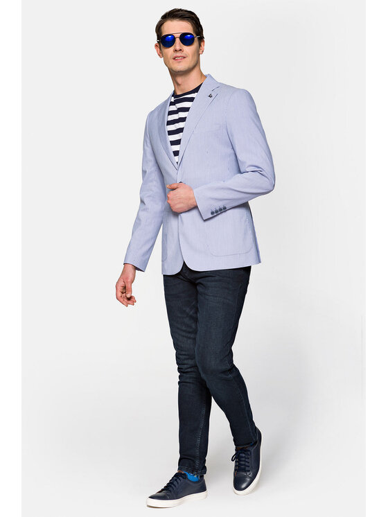 Lancerto Lancerto Marynarka Mexicana Błękitny Slim Fit