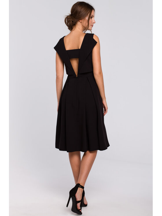 Makover Makover Elegantní šaty K005 Černá Regular Fit