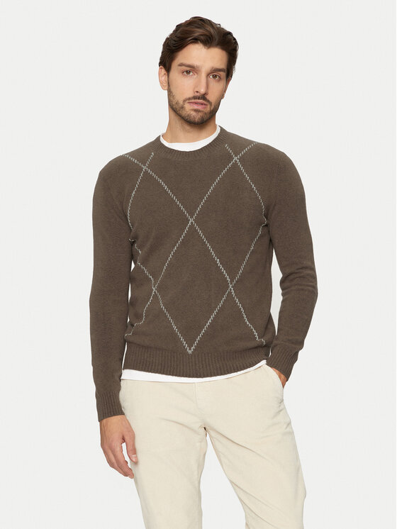 Sisley Sisley Džemper 1QPST103W Smeđa Regular Fit