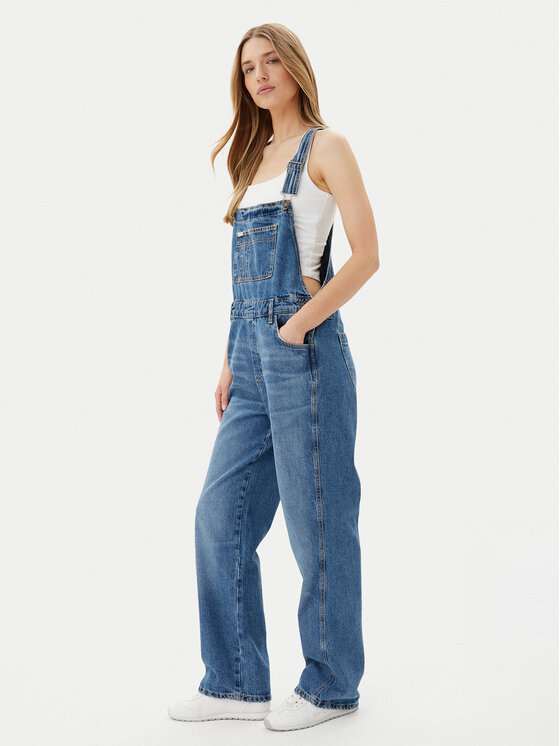 Guess Guess Kelnės su petnešomis W5GD0Z D5O11 Tamsiai mėlyna Regular Fit