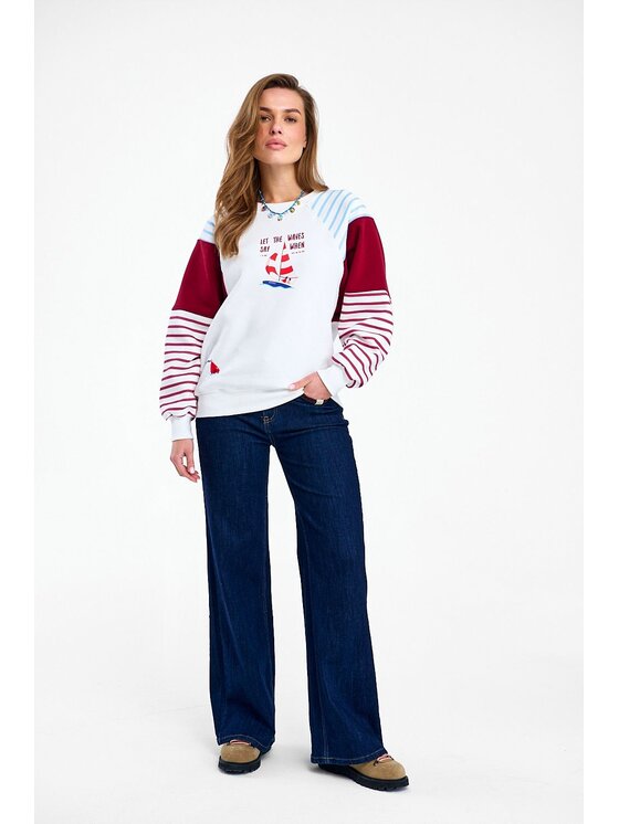 NAOKO NAOKO Bluza Let The Waves Czerwony Regular Fit