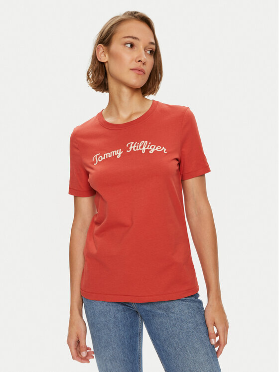 Tommy Hilfiger Tommy Hilfiger T-särk Script WW0WW42589 Punane Regular Fit