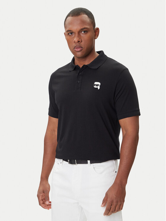 KARL LAGERFELD KARL LAGERFELD Тениска с яка и копчета 745710 500224 Черен Regular Fit