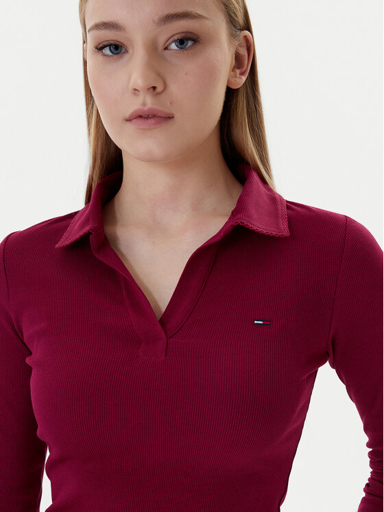 Tommy Jeans Tommy Jeans Halenka Essential DW0DW21933 Bordó Slim Fit