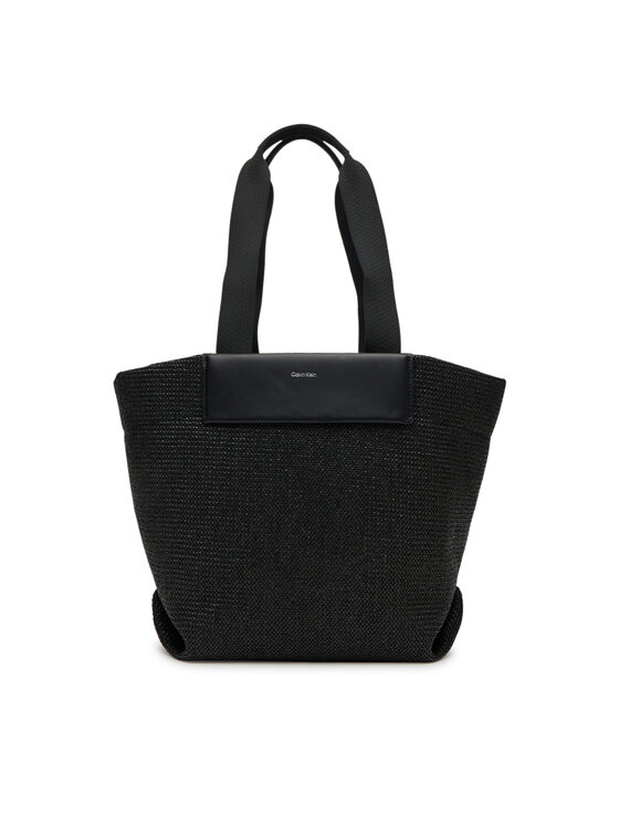 Calvin Klein Kabelka Ck Raffia Medium Shopper K60K613174 Čierna