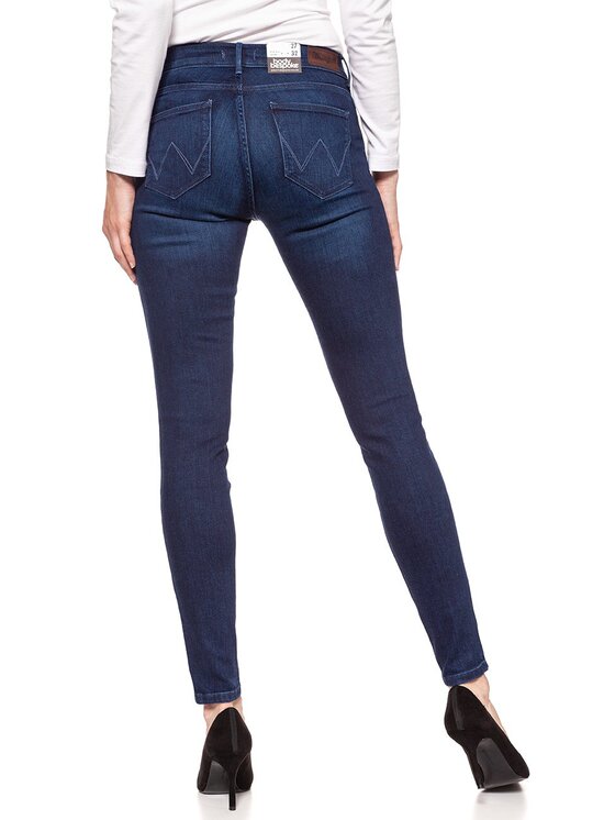Wrangler Wrangler Jeansy HIGH RISE SKINNY Niebieski Skinny Fit