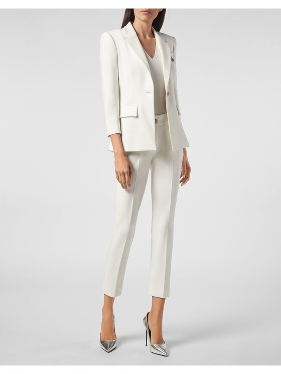 PHILIPP PLEIN PHILIPP PLEIN Spodnie materiałowe 6543 Biały Flare Fit