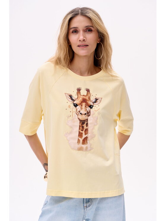 T-Shirt, rozmiar 34/36, Żółte, Giraffe