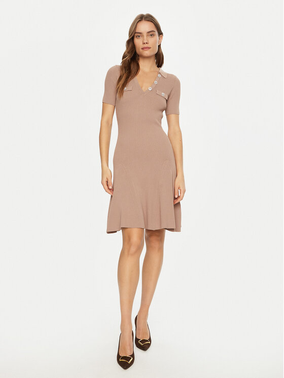 Guess Guess Sukienka dzianinowa W5RK18 Z2U00 Beżowy Regular Fit