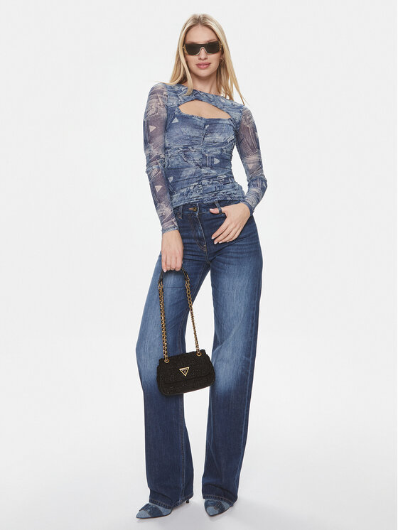 Guess Guess Halenka Ls Cut-Out Brienna T W4RP11 KBAH2 Modrá Slim Fit