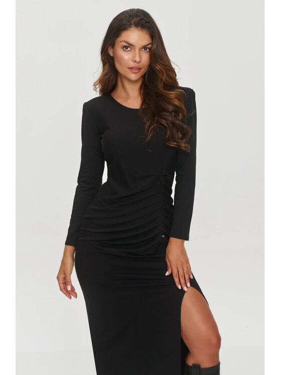 Makadamia Makadamia Sukienka codzienna M846 Czarny Shaped Fit
