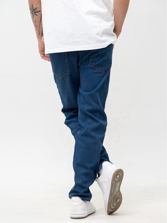 Jigga Wear Jigga Wear Jeansy Ciemne dzins Mini Haft Logo 32 Niebieski Regular Fit