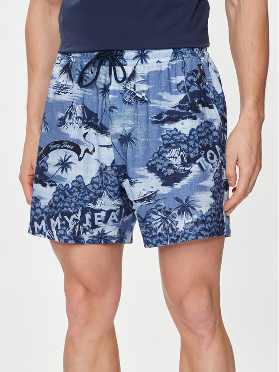 Tommy Jeans Tommy Jeans Šortky z materiálu Hawaiian DM0DM18807 Modrá Regular Fit