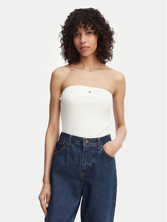 Tommy Jeans Tommy Jeans Top DW0DW22263 Weiß Slim Fit