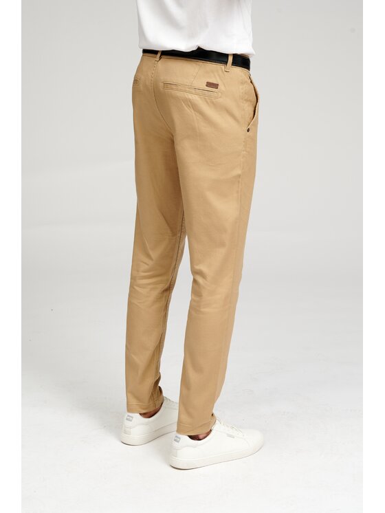 TeeShoppen TeeShoppen Chinosy 'Perform Collection' Beżowy Slim Fit