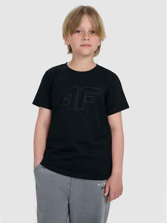 4F 4F T-Shirt BASIC+ Czarny Regular Fit