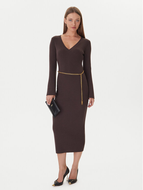 MICHAEL Michael Kors MICHAEL Michael Kors Džemper haljina MF5835G4VR Smeđa Slim Fit