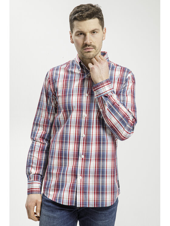 Cross Jeans Cross Jeans Koszula 35571-466 Czerwony Regular Fit