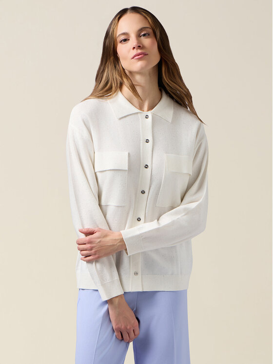 Oltre Oltre Sweter M522J005294N011 Biały Regular Fit