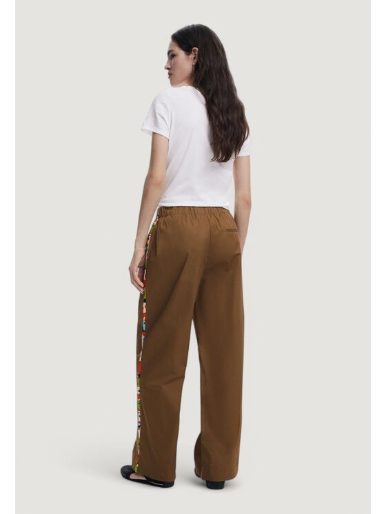 Desigual Desigual Spodnie damskie PANT_PAISLEY_LACROIX Beżowy Palazzo Fit