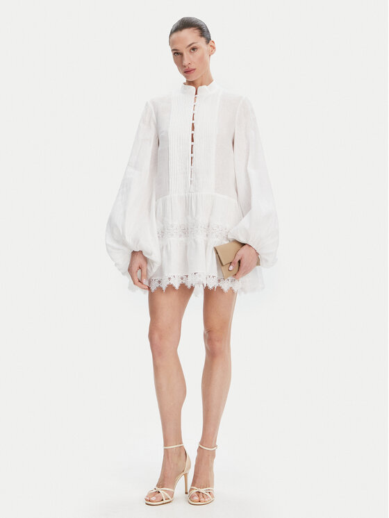 BARDOT BARDOT Φόρεμα καλοκαιρινό Antonia Lace Trim 59849DB Λευκό Relaxed Fit