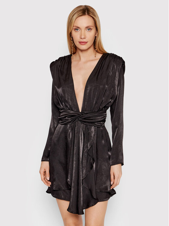 DeeZee DeeZee Kokteiļkleita More Satin 3FB036 Melns Regular Fit