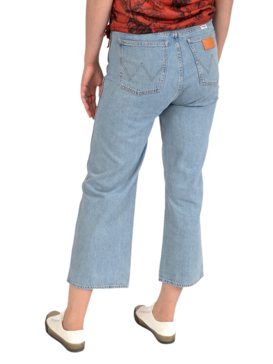 Wrangler Wrangler Jeansy RETRO CROP BOYFRIEND Niebieski Straight Fit