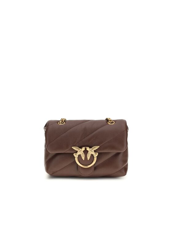 PINKO PINKO Torebka Brown Calf Leather Bos Taurus Shoulder Brązowy