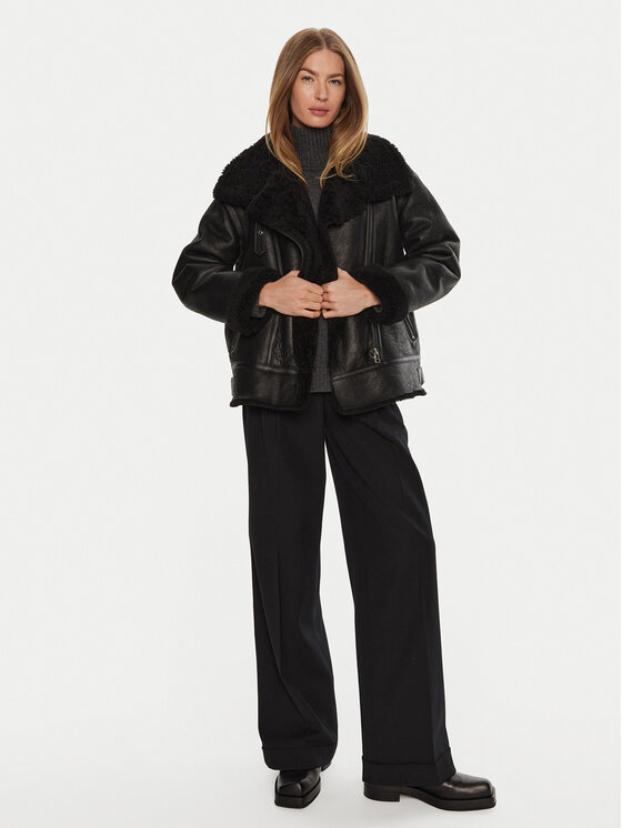 Serge Pariente Serge Pariente Cappotto di pelliccia naturale Christelle Nero Regular Fit