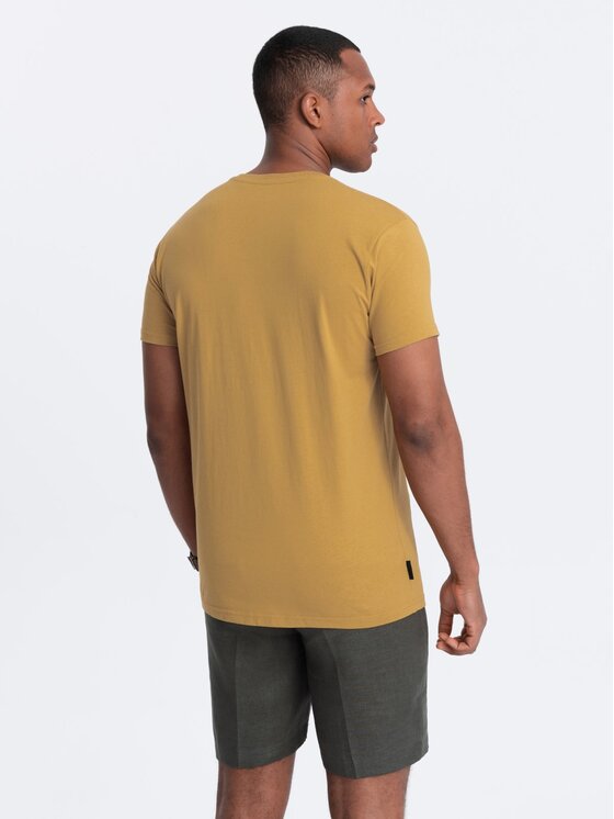 Ombre Ombre T-Shirt OM-TSBS-0145 Złoty Regular Fit
