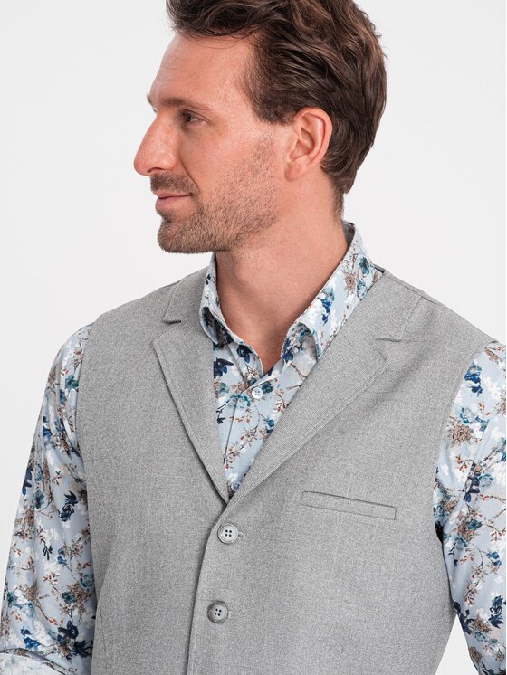 Ombre Ombre Kamizelka OM-BLZV-0109 Szary Fitting Fit