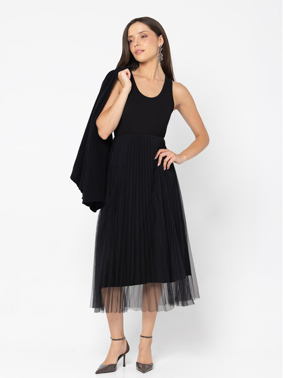 Miss LK Miss LK Sukienka codzienna MISSLKSS Czarny Loose Fit