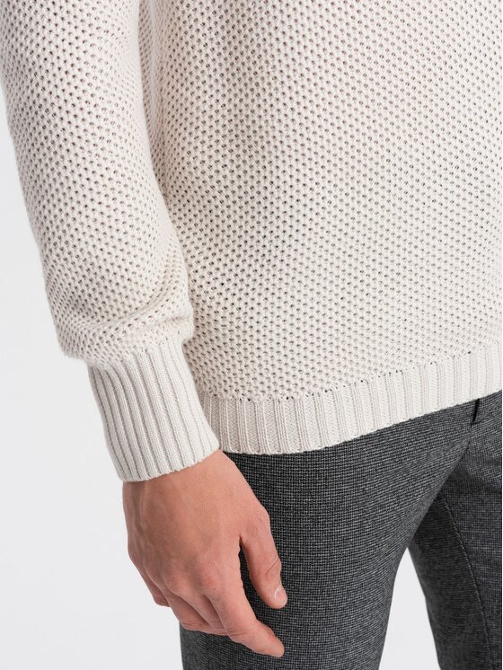 Ombre Ombre Svetr OM-SWZS-0105 Bílá Regular Fit