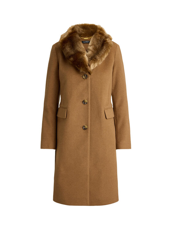 LAUREN RALPH LAUREN LAUREN RALPH LAUREN Gyapjú kabát 297P04148002 Barna Straight Fit
