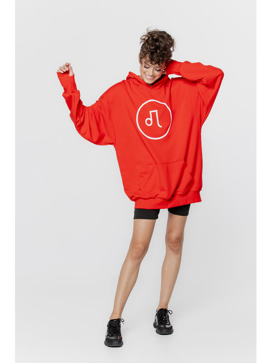 Pilawski Pilawski Bluza BLUZA AGA CZERWONA Z BIAŁYM LOGO Czerwony Oversize