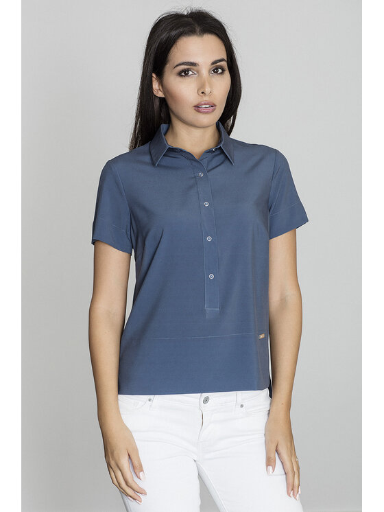 FIGL FIGL Blúzka M548 Tmavomodrá Regular Fit